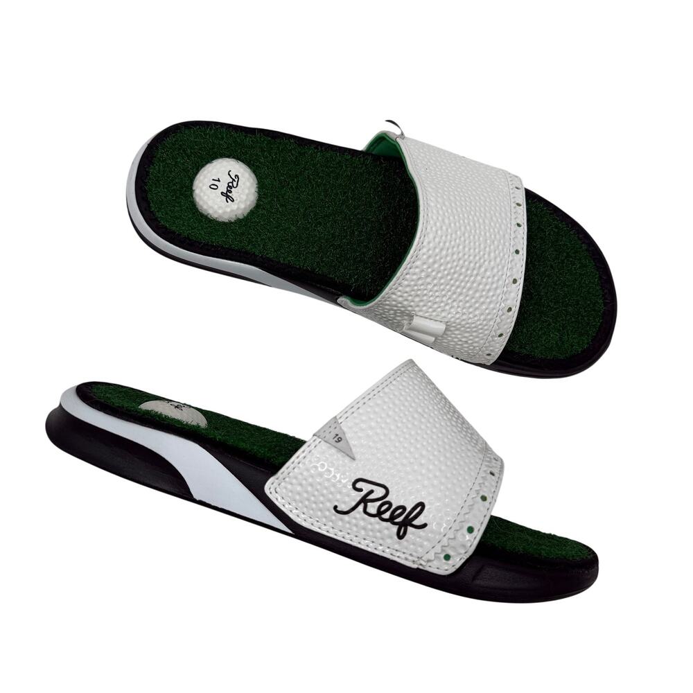 Reef Sandals Men's SZ 10 Mulligan Golf Slide White Green Turf Prep Country Club